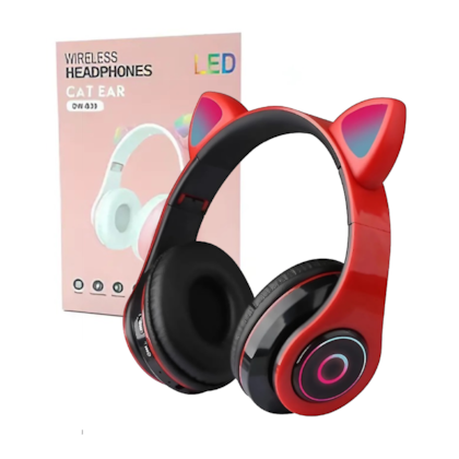 Headphone Cat Ear Bluetooth Vermelho Dw-b39