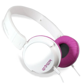 Headphone Evertech Com Microfone Dj Flexível P2 Branco E Rosa Evhp-10m