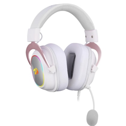 HEADSET GAMER REDRAGON ZEUS X BRANCO COM ROSE RGB 7.1 H510WR-RGB