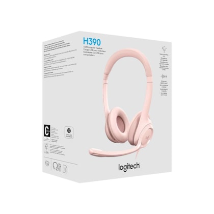 Headset Logitech H390 Usb C/ Microfone Rosa 981-001280-c