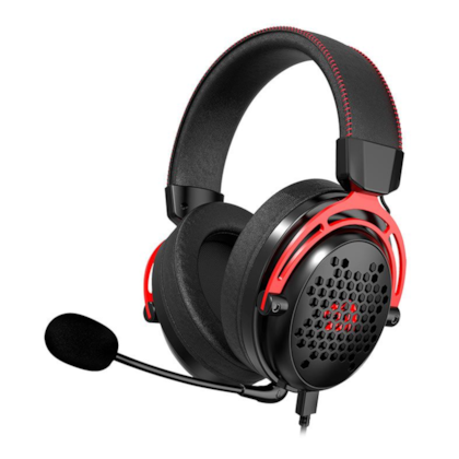 Headset Redragon Diomedes 7.1 Surround Usb 3.5Mm Drivers De 53Mm Preto E Vermelho H386