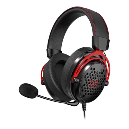 Headset Redragon Diomedes 7.1 Surround Usb 3.5mm Drivers De 53mm Preto E Vermelho H388