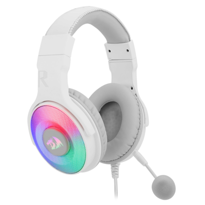 Headset Redragon Pandora Lunar Rgb Drivers 50mm Microfone Destacável Branco H350w-rgb