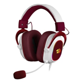 Headset Redragon Zeus Rgb Cherry Usb 2.0 Drivers De 53mm Virtual Surround 7.1 Branco Com Vermelho H510rgb-red
