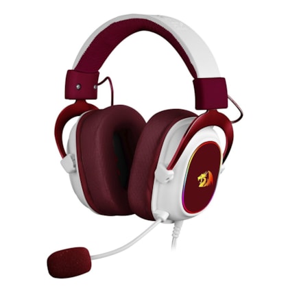 Headset Redragon Zeus Rgb Cherry Usb 2.0 Drivers De 53mm Virtual Surround 7.1 Branco Com Vermelho H510rgb-red