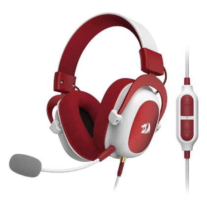 HEADSET REDRAGON ZEUSX BRANCO E VERMELHO RGB 7.1 H510RGB-RED