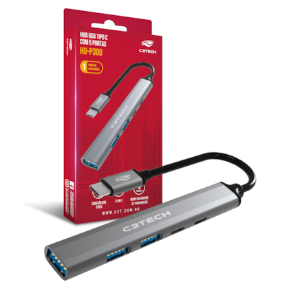 Hub C3tech Hu-p300 Usb 3.0 Usb-c 5 Portas Hu-p300si