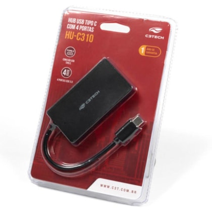 Hub C3Tech Usb-c 4 Portas Usb 3.0 Hu-c310bk