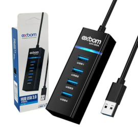 Hub Exbom Usb 3.0 Para 4 Portas Usb 3.0 Led Indicador Preto Uh-30A