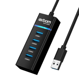 Hub Exbom Usb 3.0 Para 4 Portas Usb 3.0 Led Indicador Preto Uh-30A