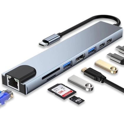 Hub Usb Exbom 1 Usb Tipo C Macho 2 Usb 3.0 1 Hd4K 2 Usb Tipo C 1 Sd 1 Tf 1 Rj45 Femêa Udc-Phnr1008B