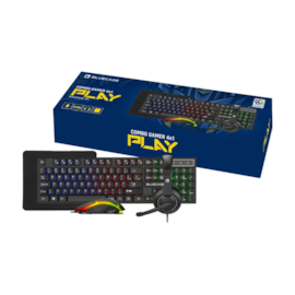 Kit 4 Em 1 Teclado Mouse Headset Mousepad Bluecase Combo Gamer 4x1 Play Teclado Led Rainbow Mouse Led Rainbow Bghpkm-01b