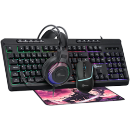Kit 4 Em 1 Teclado Mouse Headset Mousepad Kalkan Baldur Combo Gamer 4X1 Teclado Led Rainbow Mouse Led Preto Klk00097