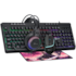 Kit 4 Em 1 Teclado Mouse Headset Mousepad Kalkan Baldur Combo Gamer 4X1 Teclado Led Rainbow Mouse Led Preto Klk00097