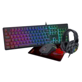 Kit 4 Em 1 Teclado Mouse Headset Mousepad Redragon Essentials Preto S166 Pt