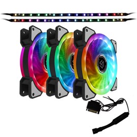 Kit Cooler Com 3 Fans Alseye D-Ringer Rainbow Rgb 120mm Fita Led