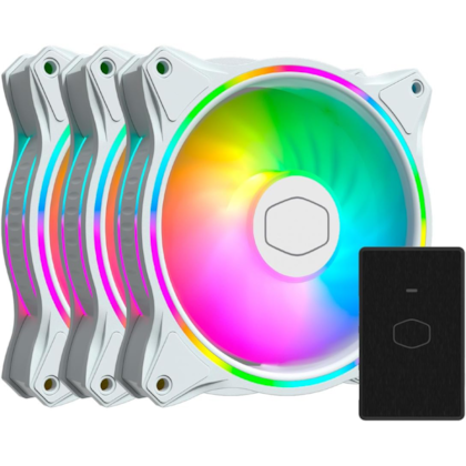 Kit Cooler Fan Cooler Master Masterfan Mf120 Halo 3in1 3 Fans Argb 120mm Branco Mfl-b2dw-183pa-r1