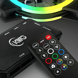 Kit Cooler Fan Kwg Gemini M1 1203R Rgb Com 3 Fans Com Controladora M1-1203R