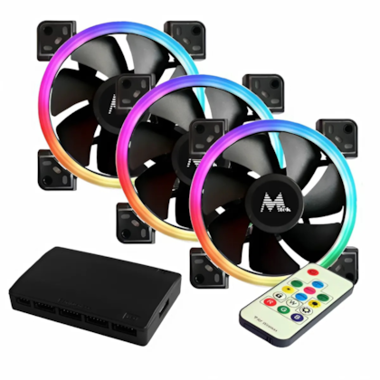 Kit Cooler Fan Mtek Rgb 120mm 3 Fans Com Controle Mkf-120