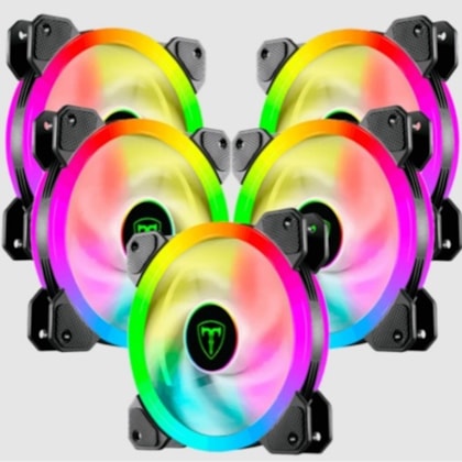 Kit Cooler Fan T-Dagger Rainbow Com 5 Fans 120Mm Preto T-Tgf515