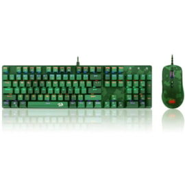 Kit Teclado e Mouse Redragon S108 Light Green Teclado Mecânico Rainbow Switch Blue ANSI Mouse Rgb S108 Pt-Light Green