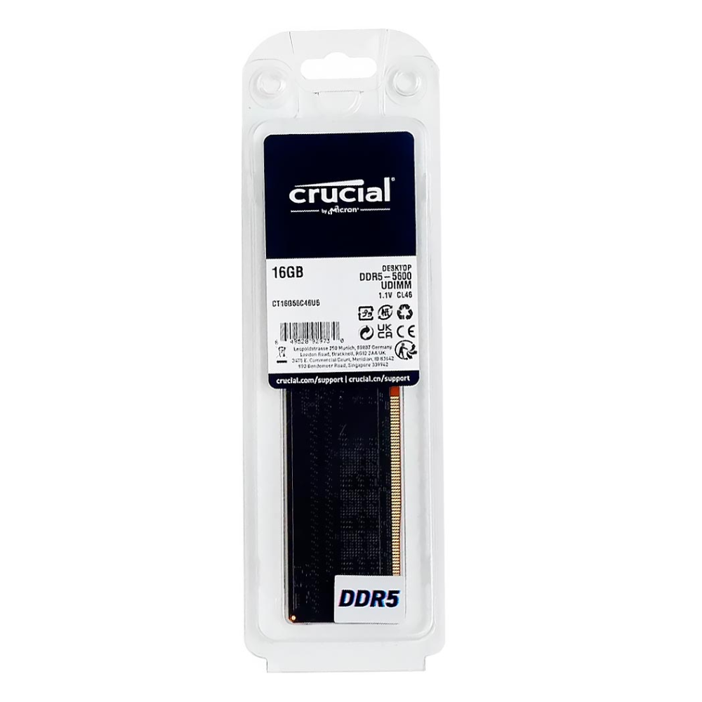 Memória Crucial 16gb Ddr5 5600mhz Cl46 Ct16g56c46u5 - Microgem a