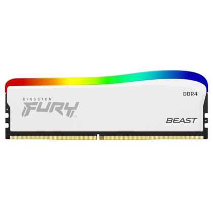 Memória Kingston 8gb Fury Beast Rgb Ddr4 3200mhz Cl16 Branco Kf432c16bwa/8