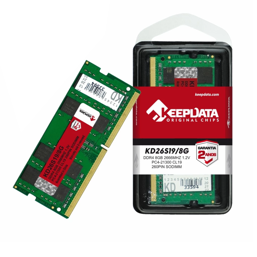 Memória Notebook Keepdata 8gb Ddr4 2666mhz Cl19 Kd26s19/8g