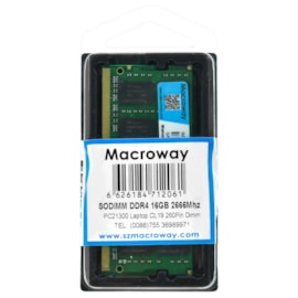 Memória Notebook Macroway 16gb Ddr4 2666Mhz Cl19
