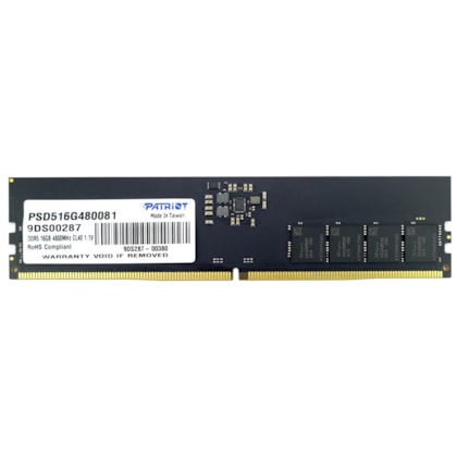 Memória Patriot Signature Line 16gb Ddr5 4800mhz Cl40 Psd516g480081