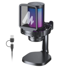 Microfone Condensador Maono Dgm20 Rgb Usb Com Suporte Preto Dgm20-Black