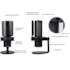 Microfone Condensador Redragon Fenris Rgb Usb Com Suporte Preto Gm301