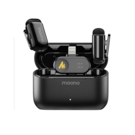 Microfone De Lapela Maono Wave T1 Mini Sem Fio Lightning Preto Wm622 Pb2