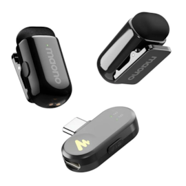 Microfone De Lapela Maono Wave T1 Mini Sem Fio Usb Tipo C Preto Wm622 Pc2