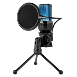 Microfone Redragon Adne Rgb Usb Tipo C Com Pop Filter Com Suporte Preto Gm212