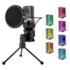 Microfone Redragon Adne Rgb Usb Tipo C Com Pop Filter Com Suporte Preto Gm212