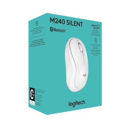 Mouse Logitech M240 Silent Bluetooth 1000dpi 3 Botoes Branco 910-007116