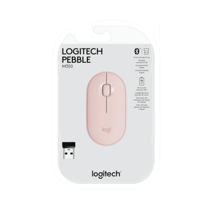 Mouse Logitech Pebble M350 Bluetooth Silent Rose 1000 Dpi Ambidestro 3 Botões