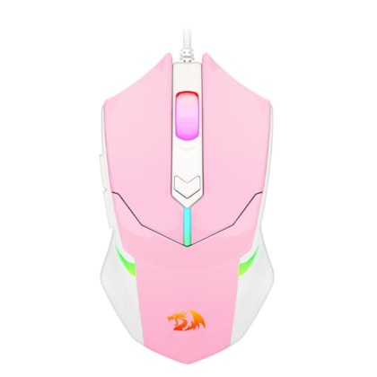Mouse Redragon Centrophorus Bubblegum Rgb 7200 Dpi Rosa Com Branco M601pw-rgb