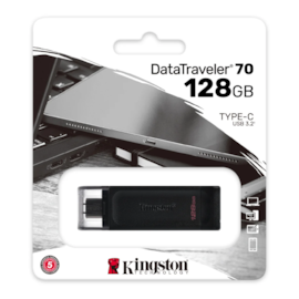Pendrive Kingston 128gb Datatraveler70 Usb 3.2 Tipo-c Preto Dt70/128gb