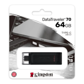 Pendrive Kingston 64gb Datatravaler70 Usb 3.2 Usb Tipo C Preto Dt70/64gb