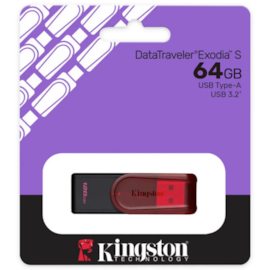 Pendrive Kingston Datatraveler Exodia S 64Gb Usb 3.2 Vermelho Kc-U3C64-7Tr