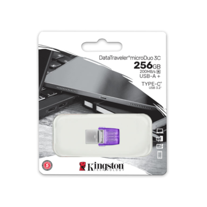 Pendrive Kingston Datatraveler Micro Duo 3c 256gb 200 Mb/s Usb 3.2 Usb Tipo-c Roxo Dtduo3cg3/256gb