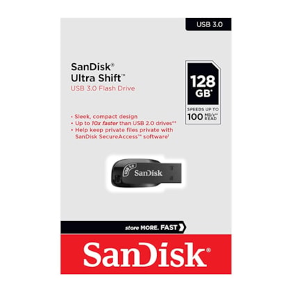 Pendrive Sandisk Ultra Shift 128Gb 100 Mb/S Usb 3.0 Sdcz410-128G-G46