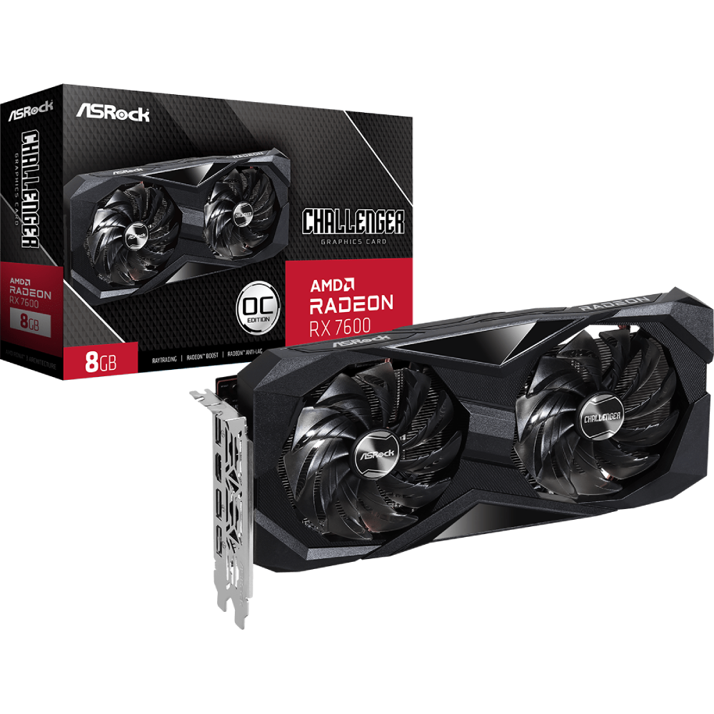 Placa De Vídeo Asrock Radeon Rx 7600 Challenger Oc Edition 8gb