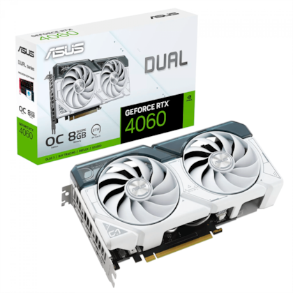 Placa De Video Asus Rtx 4060 Dual Oc White 8gb Gddr6 128 Bits Dlss Ray Tracing 90yv0jc2-m0na00