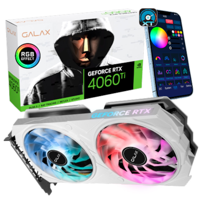 Placa De Vídeo Galax Rtx 4060 Ti Ex White V2 8gb Gddr6 128 Bit Ray Tracing 46isl8md8bew