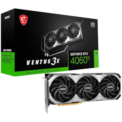 Placa De Video Msi Rtx 4060 Ti Ventus 3x Oc 16gb Gddr6 Dlss Ray Tracing 912-v517-093