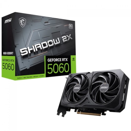 Placa De Vídeo Msi Rtx 5060 Shadow 2x Oc 8Gb Gddr7 128 Bit Ray Tracing Dlss 4 912-V537-038