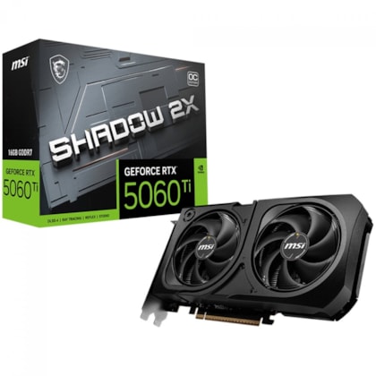 Placa De Vídeo Msi Rtx 5060 Ti Shadow 2X Oc Plus 16Gb Gddr7 128 Bit Ray Tracing Dlss 4 G506T-1652Cp